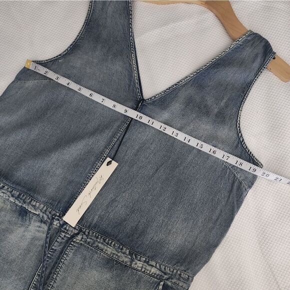 Mustard Seed Romper soft denim sleeveless side pockets coastal safari - Picture 3 of 6